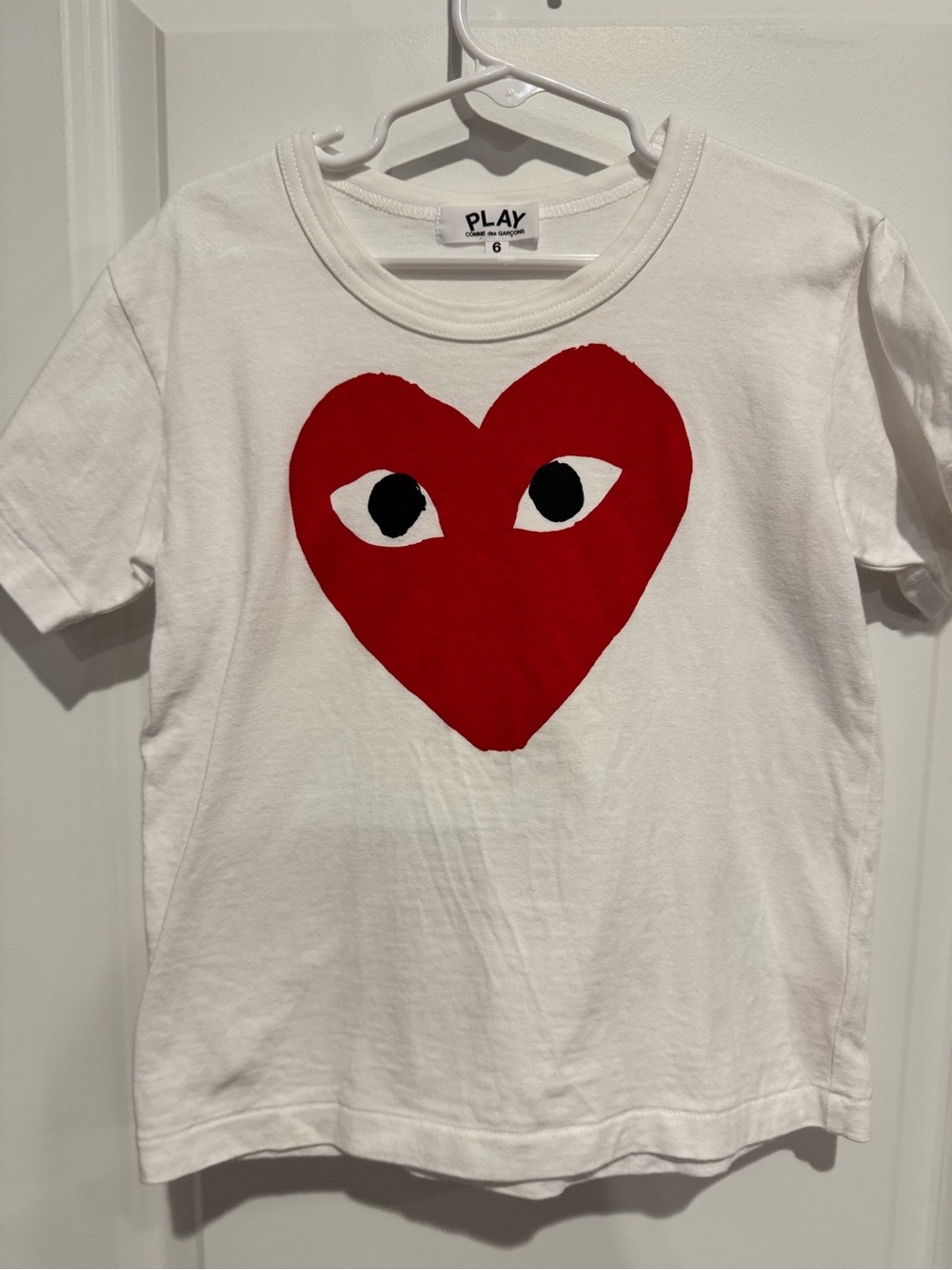 Comme des Garçons Play White Tee with Red Heart Graphic
